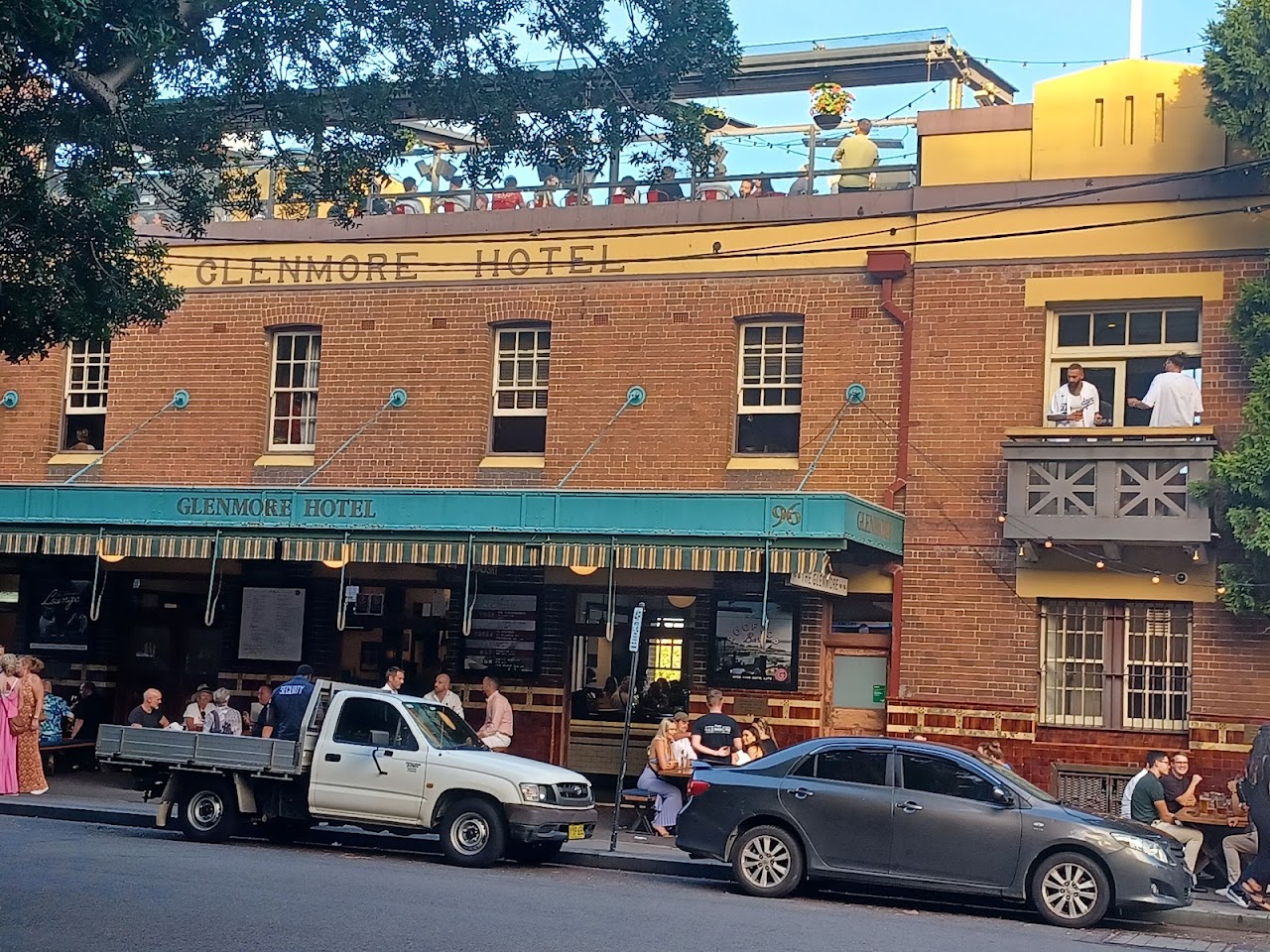 The Glenmore Hotel brick facade on Cumberland Street
